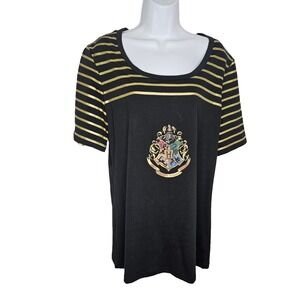 Harry Potter Universal Studios 2XL Black‎ & Gold Crest Tee – Hogwarts Shirt 2XL
